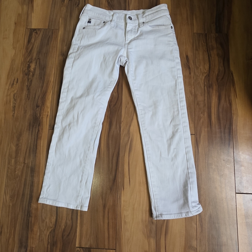 AG Adriano Goldschmied White Cropped Jeans